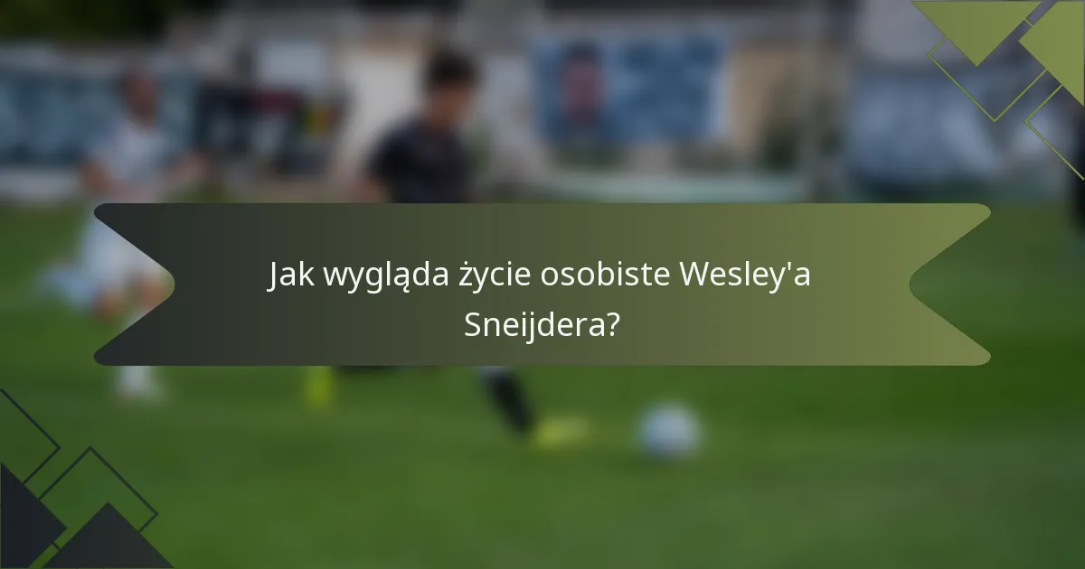 Jak wygląda życie osobiste Wesley'a Sneijdera?