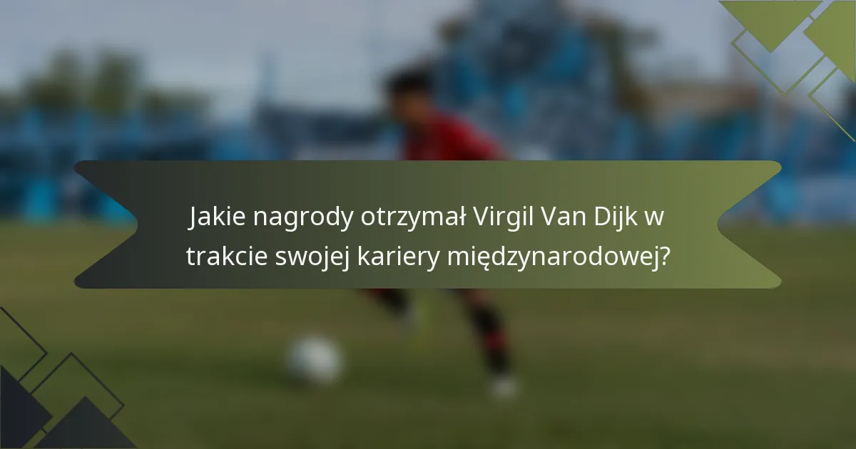 Jakie nagrody otrzymał Virgil Van Dijk w trakcie swojej kariery międzynarodowej?