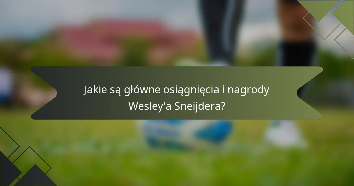 Jakie są główne osiągnięcia i nagrody Wesley'a Sneijdera?