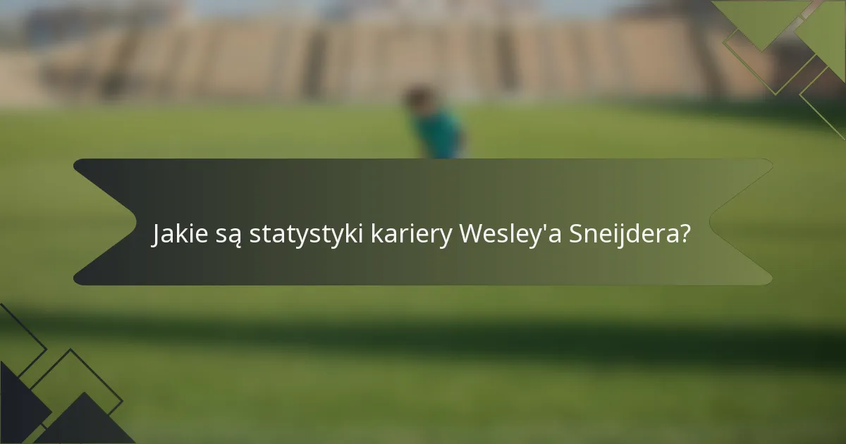 Jakie są statystyki kariery Wesley'a Sneijdera?